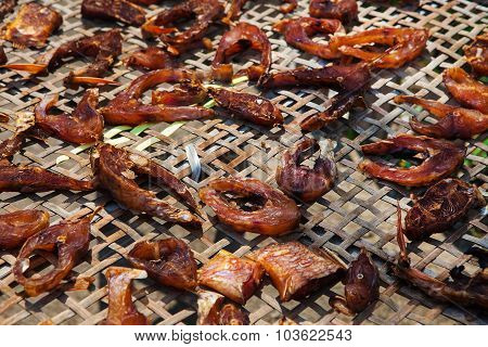 Dried fishs of local food market