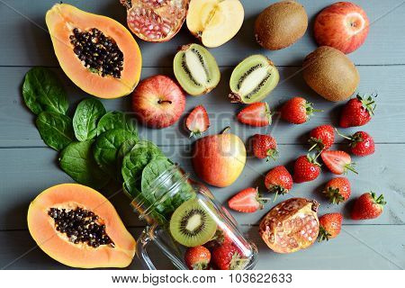 Fruit and berries for smoothie