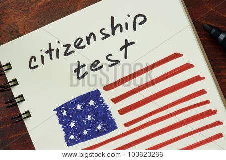 citizenship test and American flag.