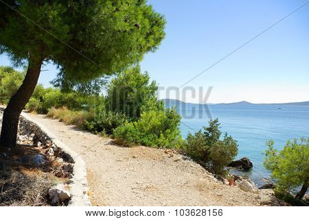 Sandy Road Along The Beach And The Sea, Croatia Dalmatia