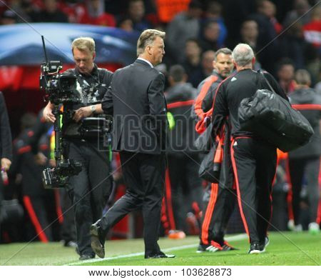 MANCHESTER, ENGLAND - SEPTEMBER 30, 2015: Champions League match between Manchester United and Vfl Wolfsburg at Old Trafford Stadium on September 30, 2015