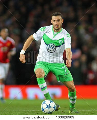 MANCHESTER, ENGLAND - SEPTEMBER 30 2015:  during the Champions League match between Manchester United and Vfl Wolfsburg at Old Trafford Stadium on September 30, 2015