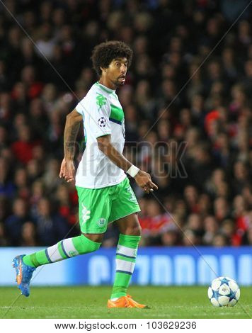 MANCHESTER, ENGLAND - SEPTEMBER 30, 2015: Champions League match between Manchester United and Vfl Wolfsburg at Old Trafford Stadium on September 30, 2015