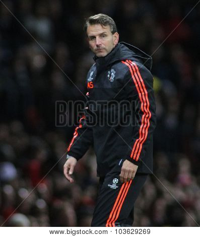 MANCHESTER, ENGLAND - SEPTEMBER 30, 2015: Champions League match between Manchester United and Vfl Wolfsburg at Old Trafford Stadium on September 30, 2015