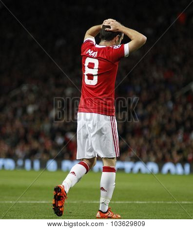 MANCHESTER, ENGLAND - SEPTEMBER 30 2015:  during the Champions League match between Manchester United and Vfl Wolfsburg at Old Trafford Stadium on September 30, 2015
