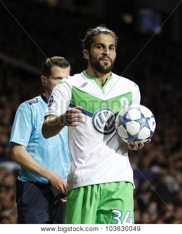 MANCHESTER, ENGLAND - SEPTEMBER 30, 2015: Champions League match between Manchester United and Vfl Wolfsburg at Old Trafford Stadium on September 30, 2015