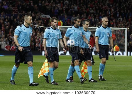 MANCHESTER, ENGLAND - SEPTEMBER 30, 2015: Champions League match between Manchester United and Vfl Wolfsburg at Old Trafford Stadium on September 30, 2015