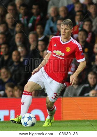 MANCHESTER, ENGLAND - SEPTEMBER 30 2015:  during the Champions League match between Manchester United and Vfl Wolfsburg at Old Trafford Stadium on September 30, 2015