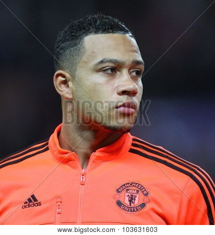 MANCHESTER, ENGLAND - SEPTEMBER 30, 2015: Champions League match between Manchester United and Vfl Wolfsburg at Old Trafford Stadium on September 30, 2015