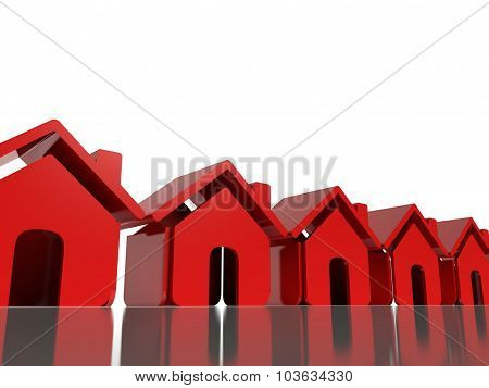 3D Red House Icon, Symbol