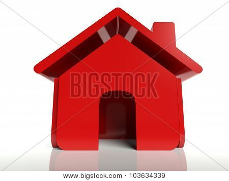 3D Red House Icon, Symbol