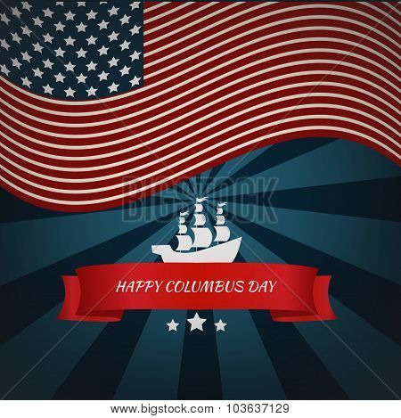 Happy Columbus Day Card Vector Eps 10