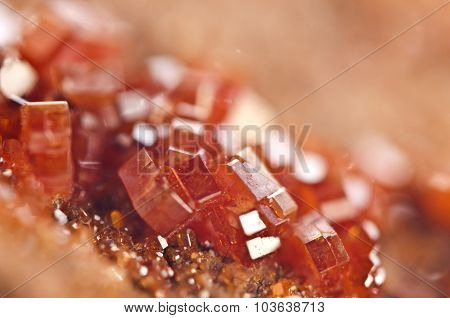 Crystals Vanadinite. Macro. Extreme Closeup