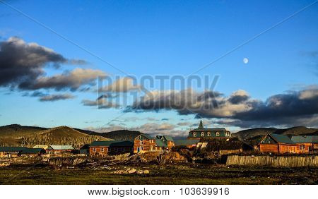 Village of Inner Mongolia at dusk