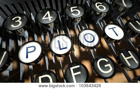 Typewriter With Plot Buttons, Vintage