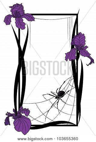 Vector Frame With Spider And Irises