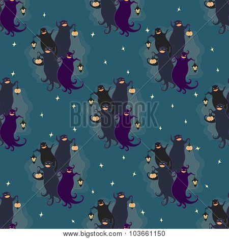 Ghosts Party Seamless Pattern 2