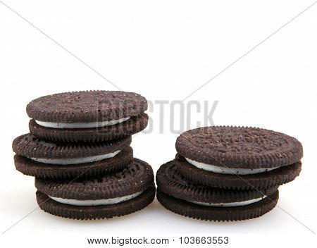 Aytos Bulgaria - October 04 2015: Oreo Isolated On White Background. Oreo Is A Sandwich Cookie Consi