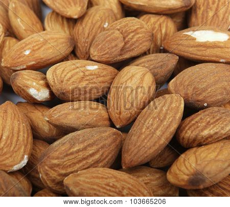 Close-up Of Almond Background. Stock Photo Image.