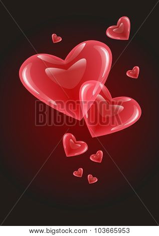 Red Hearts on Dark Background