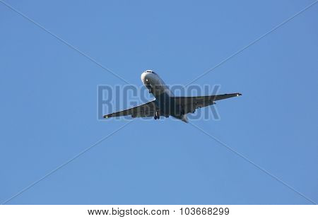 ZAGREB, CROATIA - JUNE 10: Fokker F70, registration OE-LFJ of Austrian Airlines landing on Zagreb Airport Pleso on June 10, 2015.