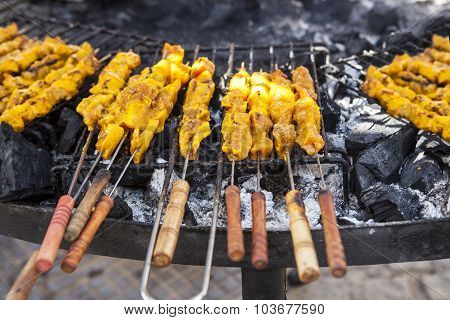 Grilled Pork On Skewers
