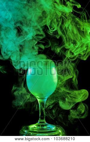 Green Smoke In The Glass. Halloween.