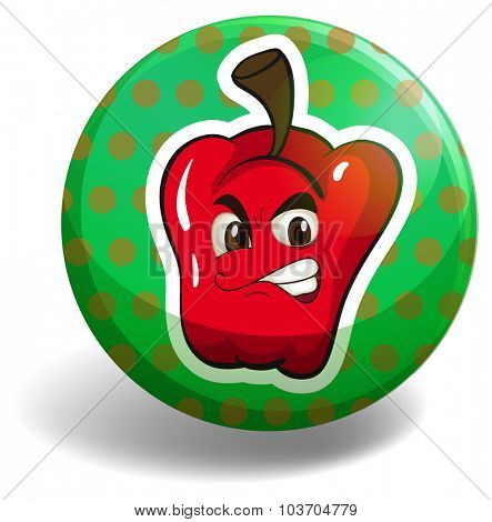 Red bellpepper on green badge illustration