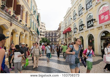 Macao - June 25, 2015: Historic Centre Of Macao-senado Square In Macao, China On June 25, 2015. The