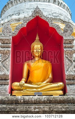 Golden Buddha Inside Chedi At Wat Buppharam, Chiang Mai