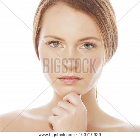 spa picture attractive lady young red hair isolated on white