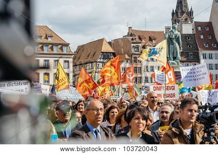 Demonstrators Protesting Against Turkish President Erdogan Policy