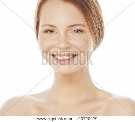 spa picture attractive lady young red hair isolated on white