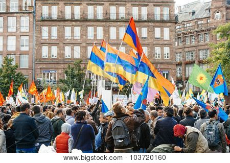 Demonstrators Protesting Against Turkish President Erdogan Policy