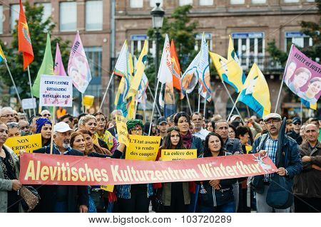 Demonstrators Protesting Against Turkish President Erdogan Policy