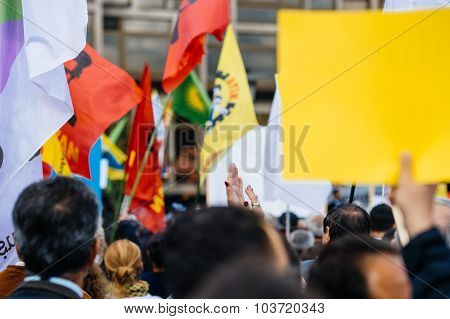 Demonstrators Protesting Against Turkish President Erdogan Policy