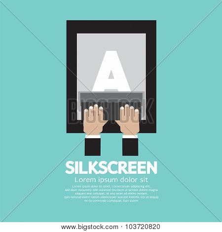 Silkscreening With Squeegee Vector Illustration.
