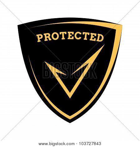 Shield Icon - Protected, Black And Yellow Template