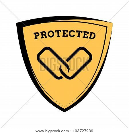 Shield Icon - Links Protected, Black And Yellow Template