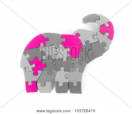 Colorful Puzzle Pieces In Elephant Shape