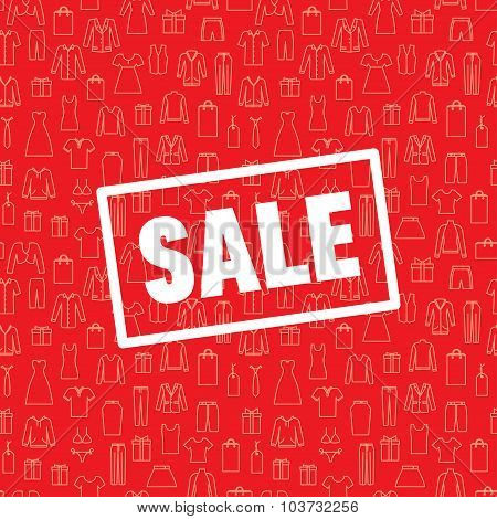 Vector seamless pattern with clothing on shopping theme