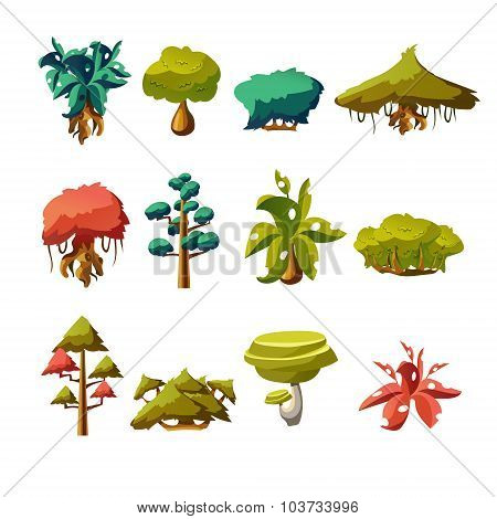 Cartoon nature elements, vector objects