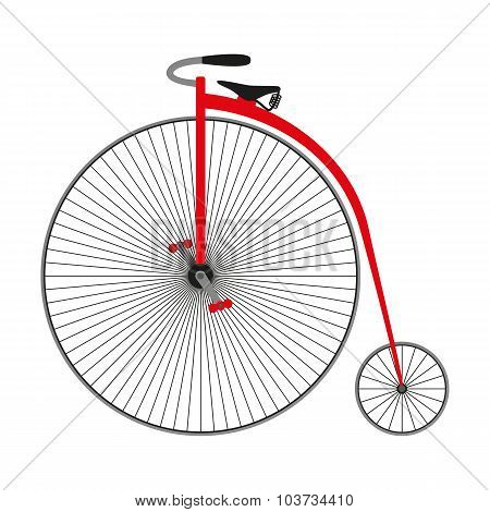 Penny farting bike. Retro bicycle. Vector illustration.