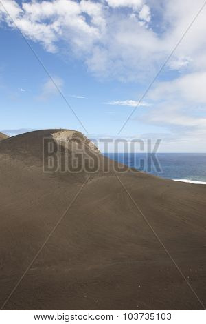 Azores Volcanic Coastline Landscape In Faial Island. Ponta Dos Capelinhos