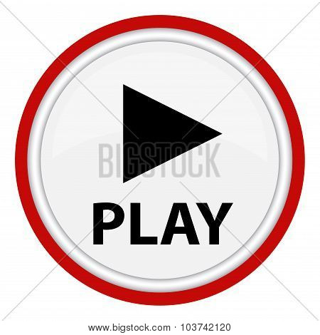 Round vector sign with the word PLAY