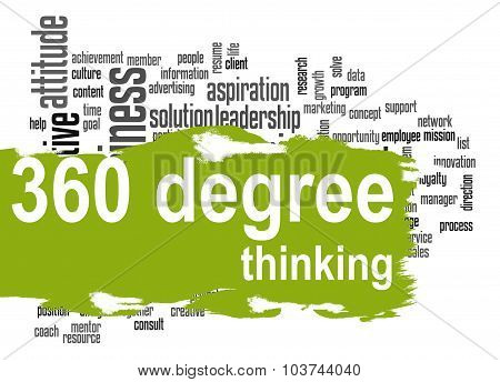 360 Degree Thinking Word Cloud With Green Banner