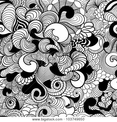 Seamless pattern in style zentangle (ethnic, doodle).