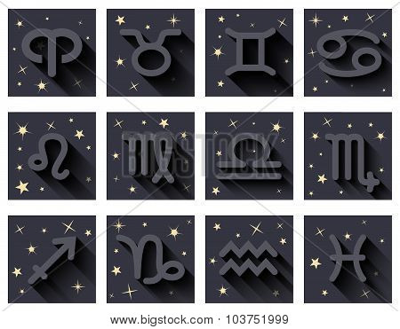 Zodiac signs. Flat design.