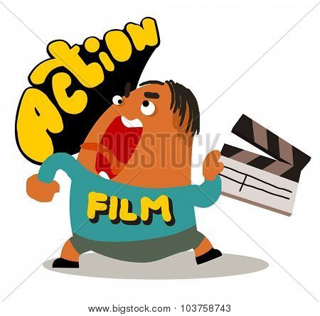 Director with movie clap. Vector illustration Flat