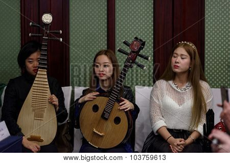 ST. PETERSBURG, RUSSIA - SEPTEMBER 14, 2015: Women's chamber orchestra 